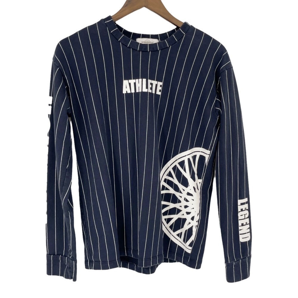 Soulcycle Navy Blue‎ Pin Stripe Long Sleeve Shirt